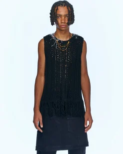 Andersson Bell Gorden Cable Knit Vest Atb957M(Black)-Men Knitwear
