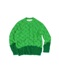Andersson Bell Guela Net Crew Neck Sweater Atb857M(Green)-Men Knitwear