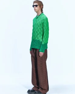 Andersson Bell Guela Net Crew Neck Sweater Atb857M(Green)-Men Knitwear