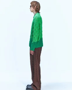 Andersson Bell Guela Net Crew Neck Sweater Atb857M(Green)-Men Knitwear