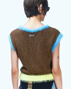 Andersson Bell Hairy Wave V Neck Knit Vest Atb886W(Brown)-Women Tops