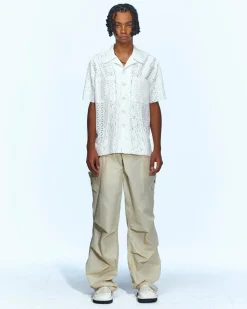 Andersson Bell Half Sheer Flower Lace Shirts Atb951M(Ecru)-Men Shirts