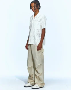 Andersson Bell Half Sheer Flower Lace Shirts Atb951M(Ecru)-Men Shirts
