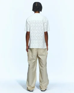 Andersson Bell Half Sheer Flower Lace Shirts Atb951M(Ecru)-Men Shirts