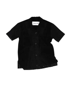 Andersson Bell Half Sheer Flower Lace Shirts Atb951M(Black)-Men Shirts