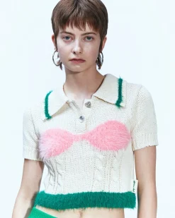 Andersson Bell Hayes Lingerie Intarsia Knit Collar Top Atb880W(Ivory)-Women Tops
