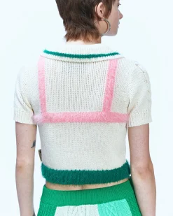 Andersson Bell Hayes Lingerie Intarsia Knit Collar Top Atb880W(Ivory)-Women Tops