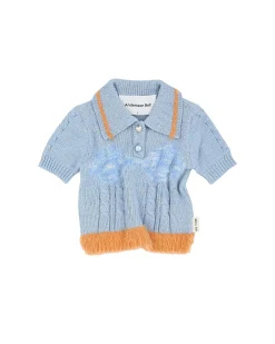 Andersson Bell Hayes Lingerie Intarsia Knit Collar Top Atb880W(Blue)-Women Tops