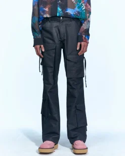 Andersson Bell Itakata Cargo Flare Pants Apa639M(Black)-Men Trousers