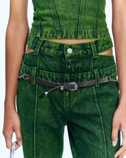 Andersson Bell Joan Double Waist Denim Apa605W(Green)-Women Jeans
