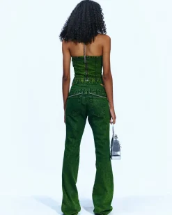 Andersson Bell Joan Double Waist Denim Apa605W(Green)-Women Jeans