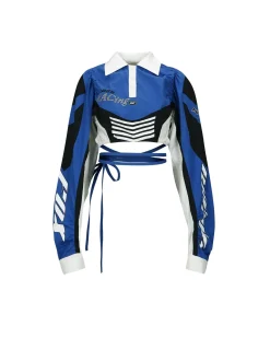 Andersson Bell Josie Racing Crop Shirts Atb925W(Blue)-Women Tops