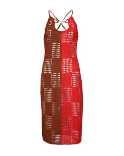 Andersson Bell Keira Block Knit Dress Atb935W(Red)-Women Dresses