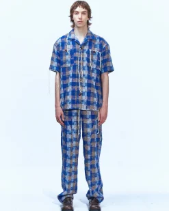 Andersson Bell Kenley Check Beach Pants Apa593M(Blue)-Men Trousers