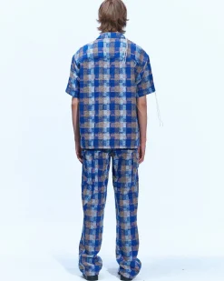 Andersson Bell Kenley Check Beach Pants Apa593M(Blue)-Men Trousers