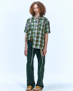 Andersson Bell Kenley Check Open Collar Shirts Atb848M(Green)-Men Shirts