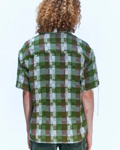 Andersson Bell Kenley Check Open Collar Shirts Atb848M(Green)-Men Shirts