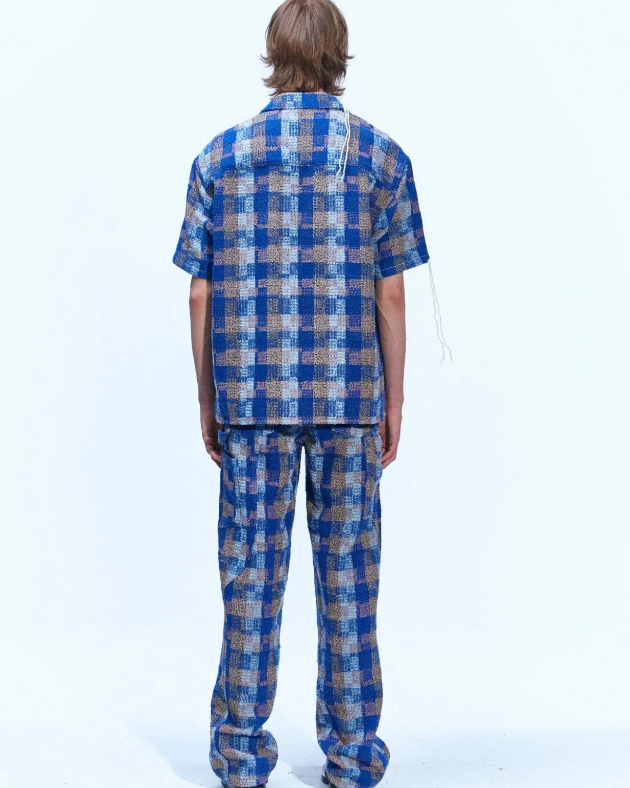 Andersson Bell Kenley Check Open Collar Shirts Atb848M(Blue)-Men Shirts