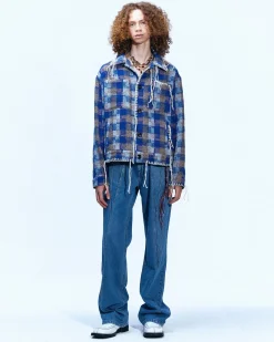 Andersson Bell Kenley Check Work Jacket Awa513M(Blue)-Men Outerwear