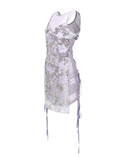 Andersson Bell Kira See-Through Velvet Layered Dress Atb940W(Pale Purple)-Women Dresses