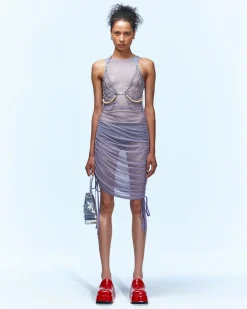 Andersson Bell Kira See-Through Velvet Layered Dress Atb940W(Pale Purple)-Women Dresses