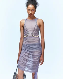 Andersson Bell Kira See-Through Velvet Layered Dress Atb940W(Pale Purple)-Women Dresses