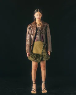 Andersson Bell Lace Combination Leather Bustier Atb820W(Brown)-Women Tops