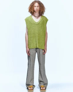 Andersson Bell Layie Leaf Vest (Italian Yarn) Atb868M(Green)-Men Knitwear