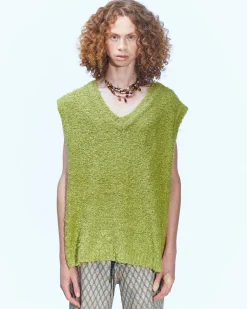 Andersson Bell Layie Leaf Vest (Italian Yarn) Atb868M(Green)-Men Knitwear