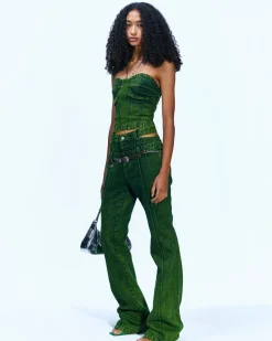 Andersson Bell Lola Denim Bustier Atb884W(Green)-Women Tops