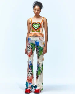 Andersson Bell Love Riri Crochet Heart Top Atb736W(Orange/Blue)-Women Tops