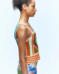 Andersson Bell Love Riri Crochet Heart Top Atb736W(Orange/Blue)-Women Tops