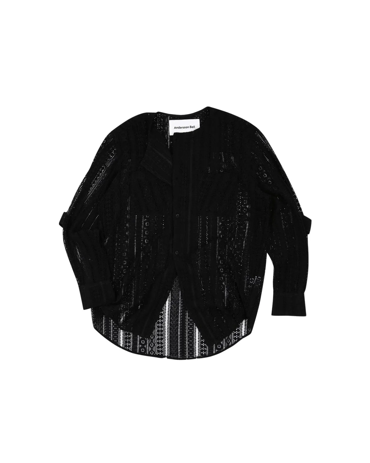 Andersson Bell Lunar Sheer Collarless Shirt Atb955M(Black)-Men Shirts