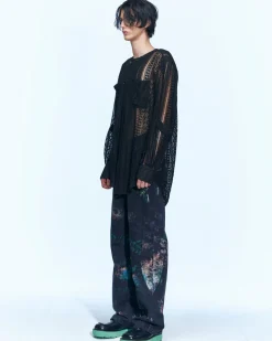 Andersson Bell Lunar Sheer Collarless Shirt Atb955M(Black)-Men Shirts