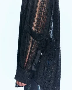 Andersson Bell Lunar Sheer Collarless Shirt Atb955M(Black)-Men Shirts