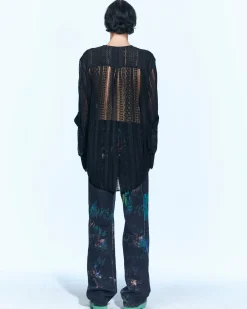 Andersson Bell Lunar Sheer Collarless Shirt Atb955M(Black)-Men Shirts