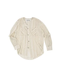Andersson Bell Lunar Sheer Collarless Shirt Atb955M(Ecru)-Men Shirts