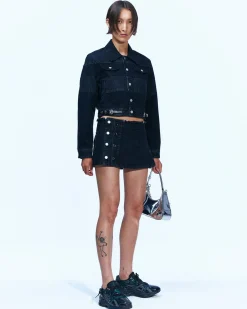 Andersson Bell Mahina Blocking Patchwork Denim Jacket Awa519W(Black)-Women Outerwear