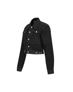 Andersson Bell Mahina Blocking Patchwork Denim Jacket Awa519W(Black)-Women Outerwear
