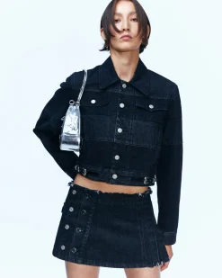 Andersson Bell Mahina Blocking Patchwork Denim Jacket Awa519W(Black)-Women Outerwear