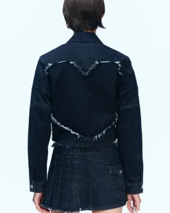 Andersson Bell Mahina Blocking Patchwork Denim Jacket Awa519W(Black)-Women Outerwear