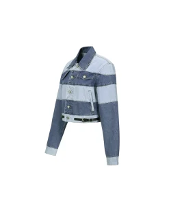 Andersson Bell Mahina Blocking Patchwork Denim Jacket Awa519W(Washed Blue)-Women Outerwear