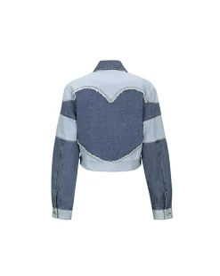 Andersson Bell Mahina Blocking Patchwork Denim Jacket Awa519W(Washed Blue)-Women Outerwear