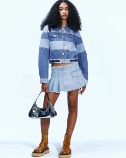 Andersson Bell Mahina Blocking Patchwork Denim Jacket Awa519W(Washed Blue)-Women Outerwear