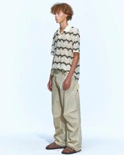 Andersson Bell Majorca Sheer Collar Knit Atb963M(Beige)-Men Knitwear