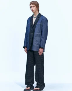 Andersson Bell Makeni Jacquard Track Pants Apa590M(Black)-Men Trousers