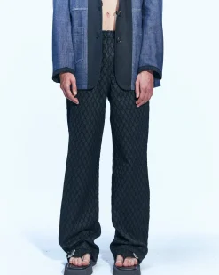 Andersson Bell Makeni Jacquard Track Pants Apa590M(Black)-Men Trousers