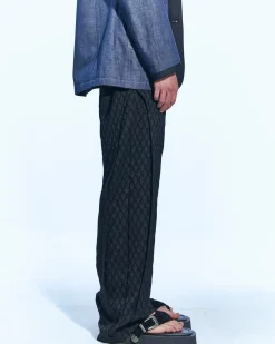 Andersson Bell Makeni Jacquard Track Pants Apa590M(Black)-Men Trousers