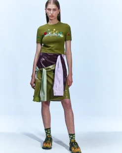 Andersson Bell Margo Tied Sleeves Skirt Apa597W(Green/Purple)-Women Skirts