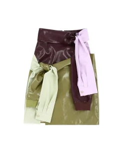 Andersson Bell Margo Tied Sleeves Skirt Apa597W(Green/Purple)-Women Skirts